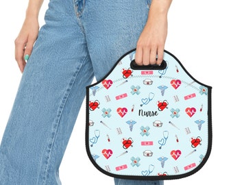 Nurse Themed Insulated Lunch Bag, Neonatal NICU Nurse Reusable Lunch Tote, Custom Zipper Bag, Gift for Nursing Student Graduate
