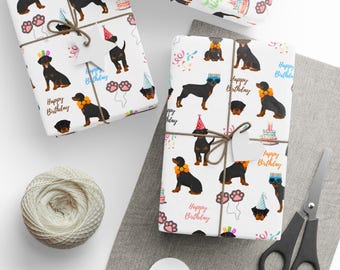 Rottweiler Happy Birthday Wrapping Paper: Dog Lover Gift Wrap