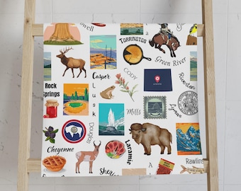 Wyoming Themed Hand Towel, Western Mountain State Kitchen & Bath Decor