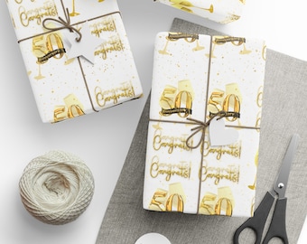 50th Anniversary Wrapping Paper: Gold Celebration Gift Wrap