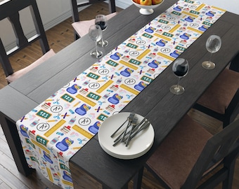 Back to School Table Runner, Playful Classroom Decorations, Educational Themed Table Linen, Class Party Supplies, Kitchen Dining Decor