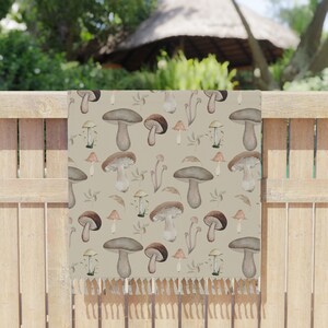 Vintage Mushroom Cottagecore Beach Towel, Adult Kid Bath Pool Towel, Birthday Vacation Gift, Picnic Oversized Towel, Swim Gym Towel