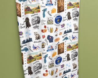 Wisconsin Themed Blanket, Badger State Couch Throw