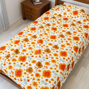 California Poppy Blanket, Couch Throw Spring Summer Floral Decor, State Flower Poppies Lover, Mothers Day Birthday Housewarming Hostess Gift