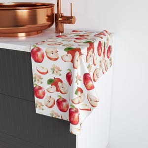 Country Apple Hand Towel, Cottagecore Autumn Kitchen Bathroom Home Decor, Rustic Seasonal Tea Towel, Birthday Housewarming Hostess Gift