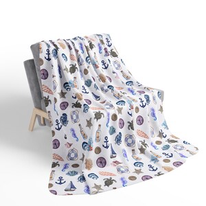 Nautical and Sea Blanket, Beach Spring Summer Home Decor, Mothers Day Fathers Day Gift, Birthday Housewarming Present, Couch Throw