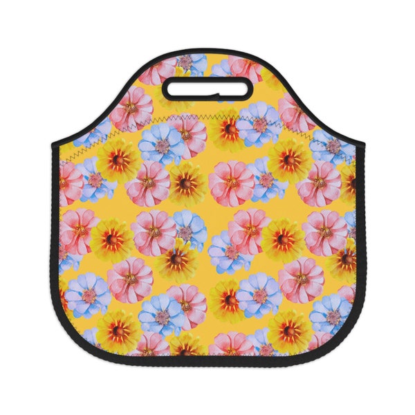 Spring Summer Floral Insulated Lunch Bag, Botanical Reusable Lunch Tote, Custom Zipper Bag, Flower Lunch Bag for School Work Picnic