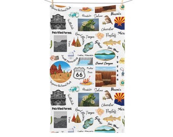 Arizona Themed Hand Towel, Kitchen Bathroom Home Decor Tea Towel, Christmas Housewarming Hostess Birthday Gift, New Home Souvenir Present