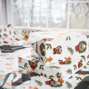 Yorkie Christmas Wrapping Paper, Yorkshire Terrier Holiday Gift Wrap, Dog Lover Holiday Gift Wrap Roll, Christmas Gift, Party Supplies Decor image 3
