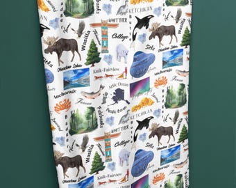Alaska Throw Blanket, Alaska New Home Housewarming Hostess Birthday Shower Gift, Home Decor Holiday Nature Lover Retirement Couch Throw