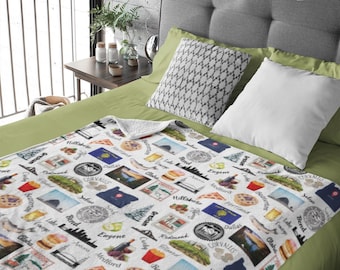 Oregon Themed Blanket, Cozy Pacific Northwest Throw for Home Cabin and Adventure Adventure Lovers