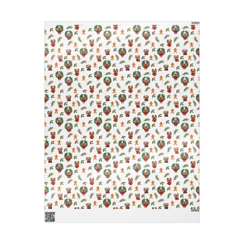 Yorkie Christmas Wrapping Paper, Yorkshire Terrier Holiday Gift Wrap, Dog Lover Holiday Gift Wrap Roll, Christmas Gift, Party Supplies Decor image 4