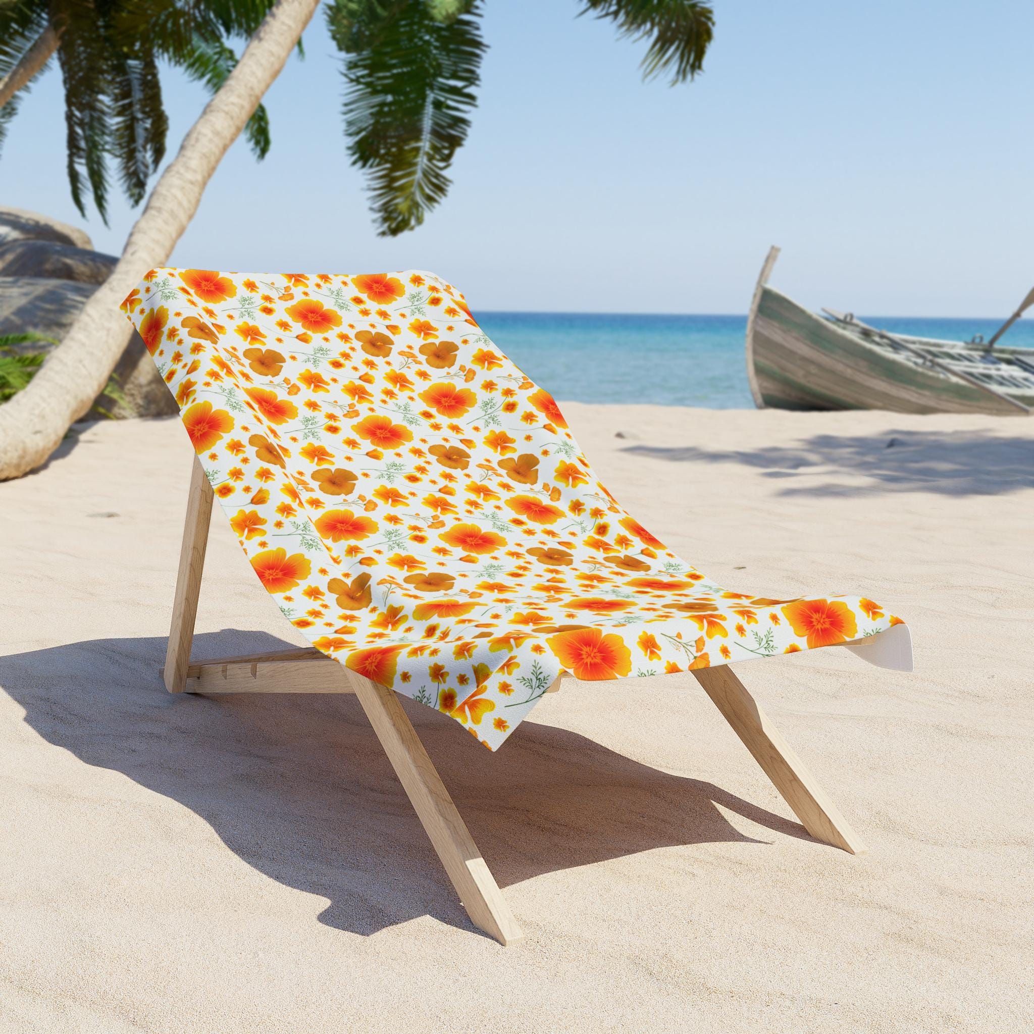 California Poppy Beach Towel: Vibrant Floral Pool Towel - Etsy