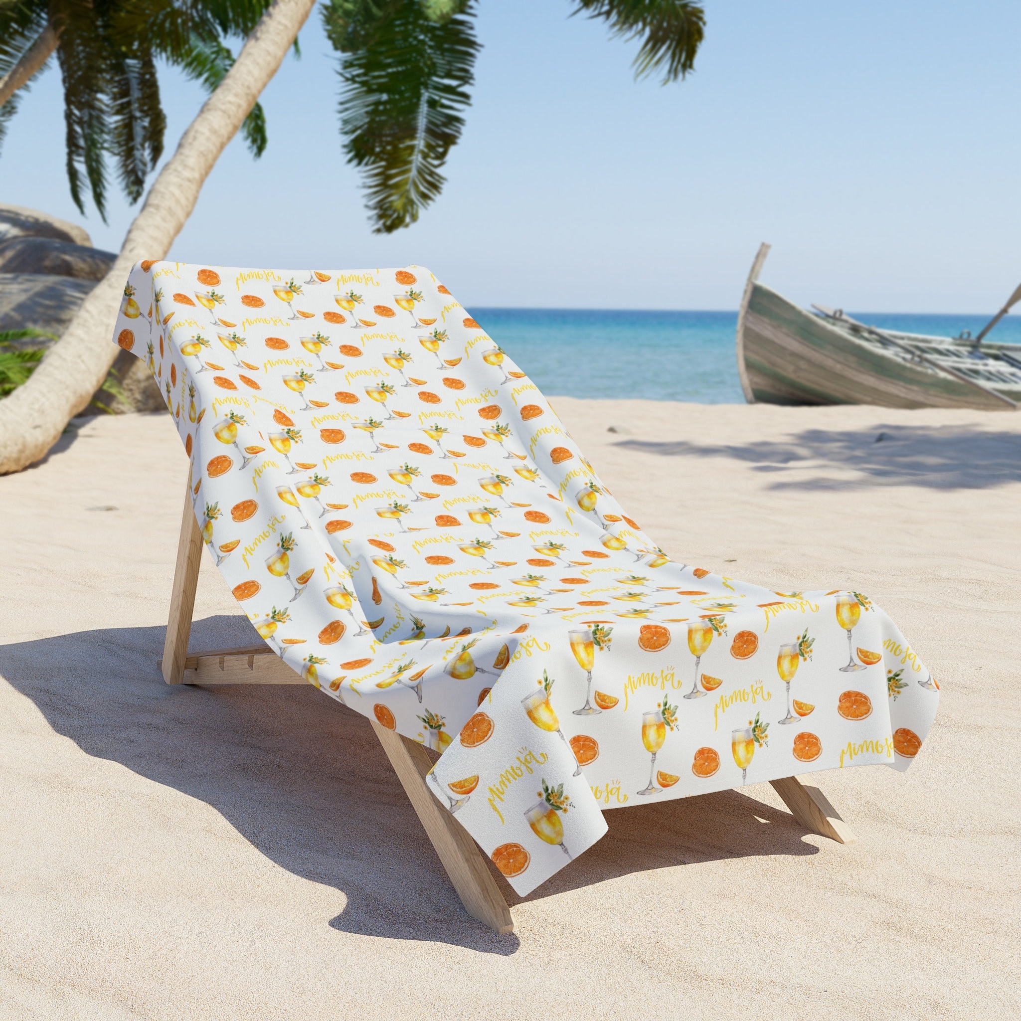 Summer Cocktail Beach Towel, Adult Mimosa Bath Pool Towel