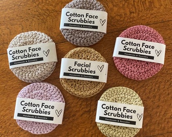 Cotton Facial Scrubbies (3 pack with wash bag)