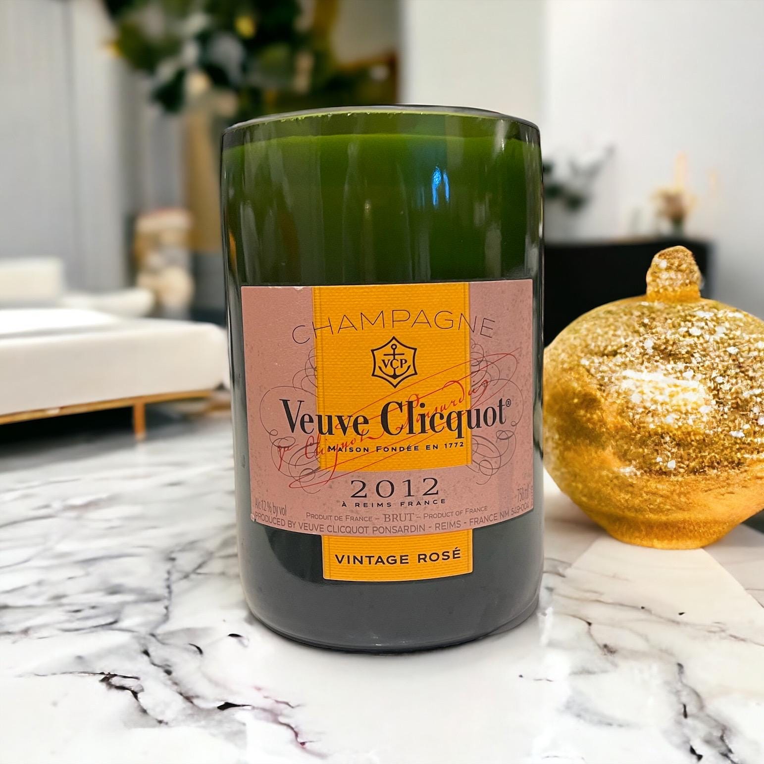 Fresh Look at Veuve Clicquot Soy Candle Upcycled Champagne Bottle Luxury Home