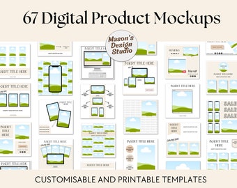 67 Digitale productmodellen | Mockup-sjabloon | Canva-vermeldingssjabloon | Marketingsjabloon | Aanpasbaar en afdrukbaar digitaal mockup
