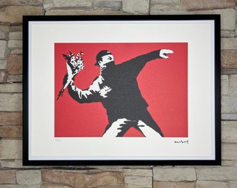 BANKSY: Framed lithograph. Limited edition with certificate, hand-numbered out of 150 copies.