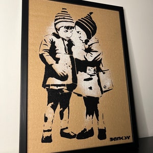 BANKSY (después): Magnífica plantilla sobre cartón -Enmarcada- Sólo 50 ejemplares.
