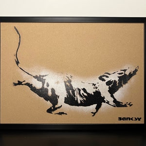 BANKSY (después): Magnífica plantilla sobre cartón -Enmarcada- Sólo 50 ejemplares.