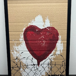 BANKSY (después): Magnífica plantilla sobre cartón -Enmarcada- Sólo 50 ejemplares.