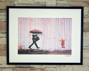 BANKSY: Litografia incorniciata. Edizione limitata con certificato, numerata a mano in 150 copie.