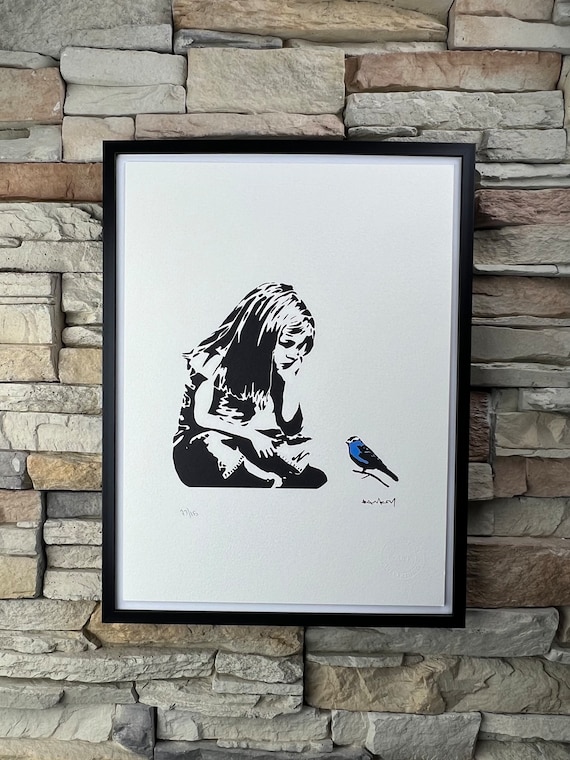 Pobel The Lovers シルクスクリーン DOLK Banksy BANKSY: the Little Girl and the Bird. Framed Lithograph