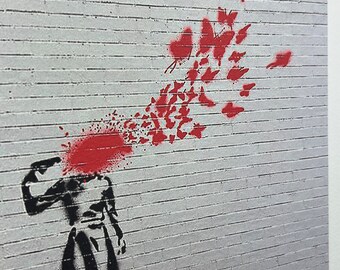 BANKSY: Butterfly Girl Suicide. Lithograph Limited Edition
