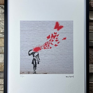 BANKSY: Butterfly Girl Suicide. Lithograph Limited edition with certificate, 150 copies.