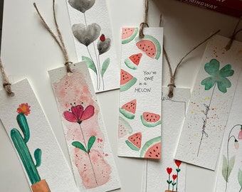 Handmade watercolor bookmarks