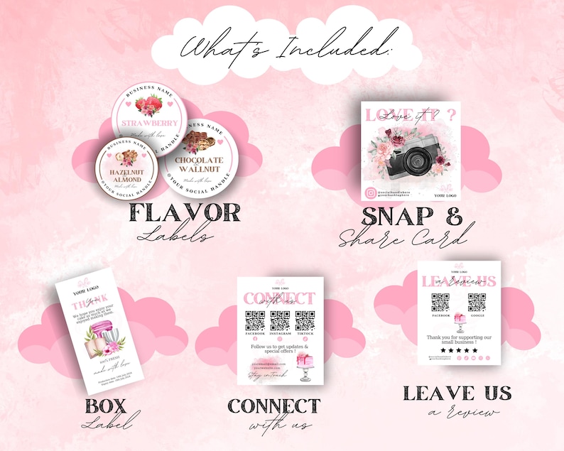 Editable Cake Business Templates Bundle, Home Bakery Business Templates Bundle, Cake Care Cards, Cake Cutting Guide, Cake Care Instruction