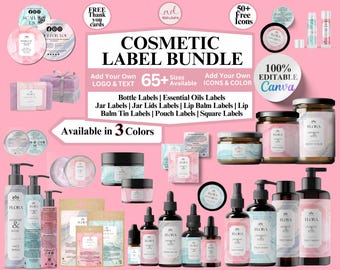 Editable Cosmetic Label Templates, Stylish Cosmetic Product Label Template, Custom Body Product Label,  DIY Skincare Canva Label, Jar Labels
