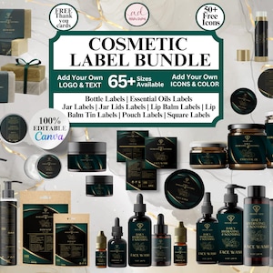 Editable Cosmetic Label Templates, Stylish Cosmetic Product Label Template, Custom Body Product Label,  DIY Skincare Canva Label, Jar Labels