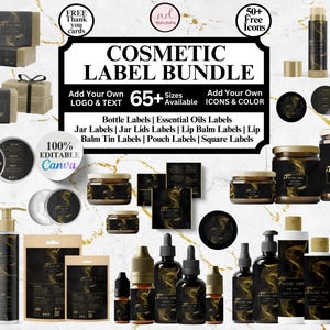 Editable Cosmetic Label Templates, Stylish Cosmetic Product Label Template, Custom Body Product Label,  DIY Skincare Canva Label, Jar Labels