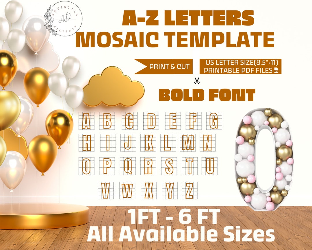 AZ Marquee Letters, Mosaic Templates, Mosaic From Balloons Template