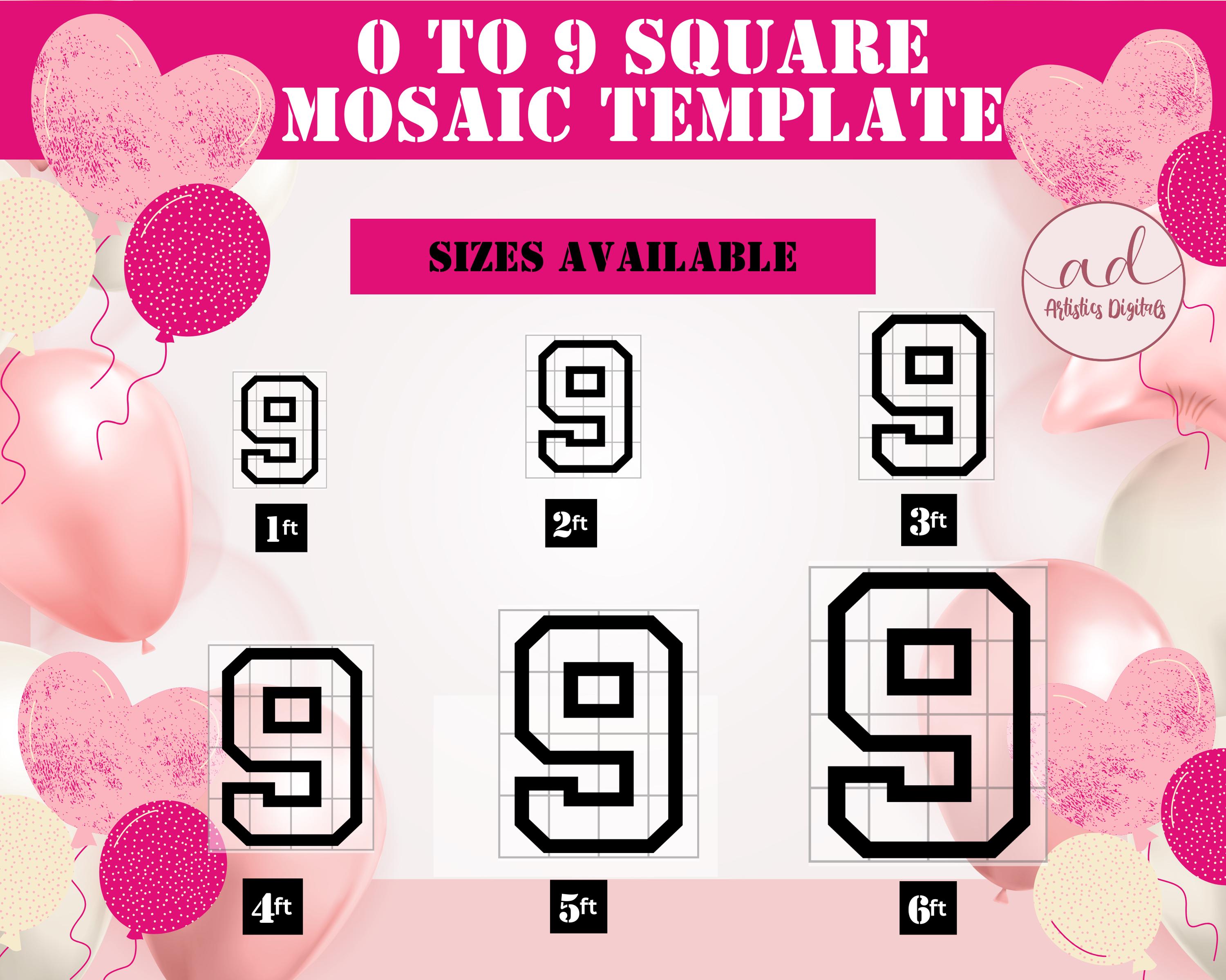 0 to 9 Marquee Numbers Mosaic Template, Large Numbers Cut Out Template ...