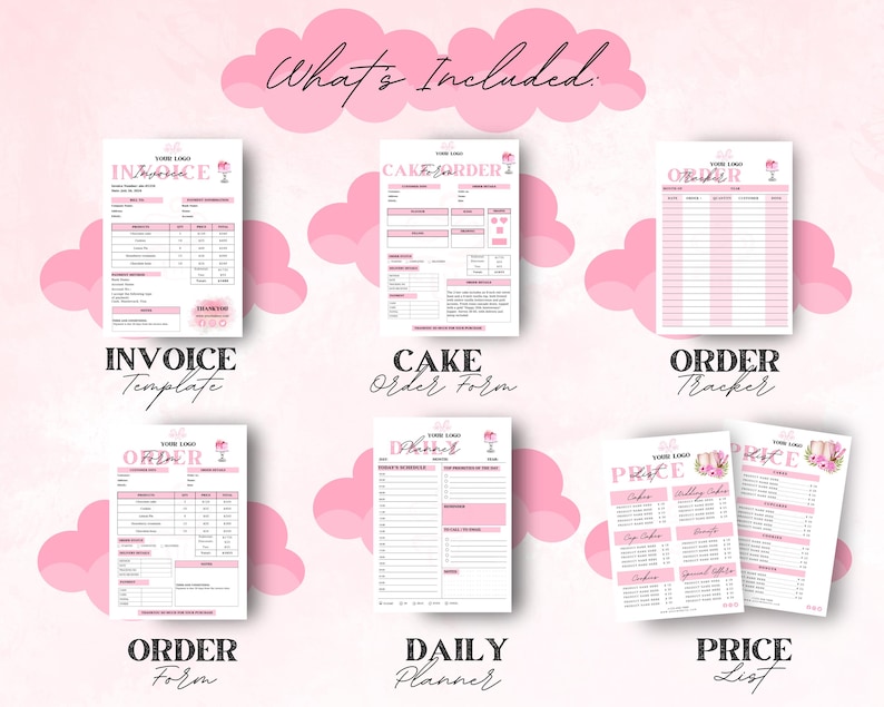 Editable Cake Business Templates Bundle, Home Bakery Business Templates Bundle, Cake Care Cards, Cake Cutting Guide, Cake Care Instruction