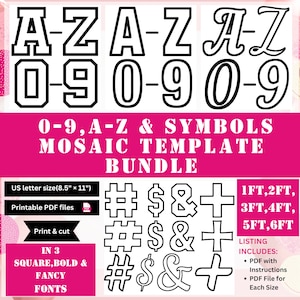 Letras de letreiro, modelos de mosaico, modelo de mosaico de balões, alfabeto de mosaico, números de mosaico, modelo de mosaico de balão de números