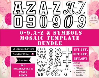 Marquee Letters, Mosaic Templates, Mosaic From Balloons Template, Mosaic Alphabet, Mosaic Numbers, Numbers Balloon Mosaic Template