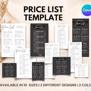 Modelo de lista de preços de velas editável, lista de preços de velas, cartão de menu para pequenas empresas, folha de preços para impressão, folheto de lista de preços, lista de menu de velas
