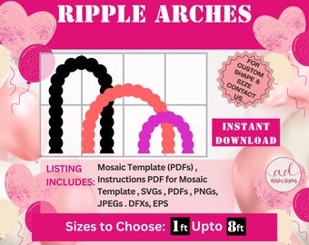 Boho Ripple Chiara Arch Backdrop Mosaic Template, Wavy Wall Prop Template, Ripple Arch SVG PNG CNC, Wedding Decor & Balloon Mosaic Arch