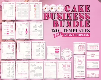 Frost Editable Cake Business Templates Bundle, Home Bakery Business Bundle, Cake Care Cards, Cake Cutting Guide, Cake Care Instruction