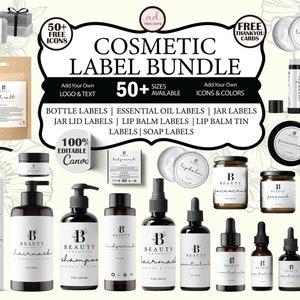 Editable Cosmetic Label Templates, Stylish Cosmetic Product Label Template, Custom Body Product Label,  DIY Skincare Canva Label, Jar Labels