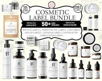 Editable Cosmetic Label Templates, Stylish Cosmetic Product Label Template, Custom Body Product Label,  DIY Skincare Canva Label, Jar Labels