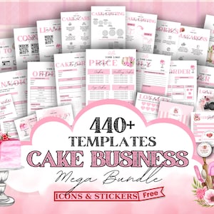 Editable Cake Business Templates Bundle, Home Bakery Business Templates Bundle, Cake Care Cards, Cake Cutting Guide, Cake Care Instruction