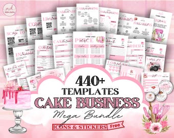 Editable Cake Business Templates Bundle, Home Bakery Business Templates Bundle, Cake Care Cards, Cake Cutting Guide, Cake Care Instruction