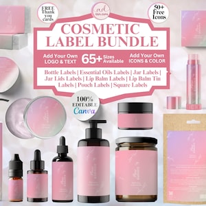 Editable Cosmetic Label Templates, Stylish Cosmetic Product Label Template, Custom Body Product Label,  DIY Skincare Canva Label, Jar Labels