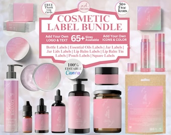 Editable Cosmetic Label Templates, Stylish Cosmetic Product Label Template, Custom Body Product Label,  DIY Skincare Canva Label, Jar Labels