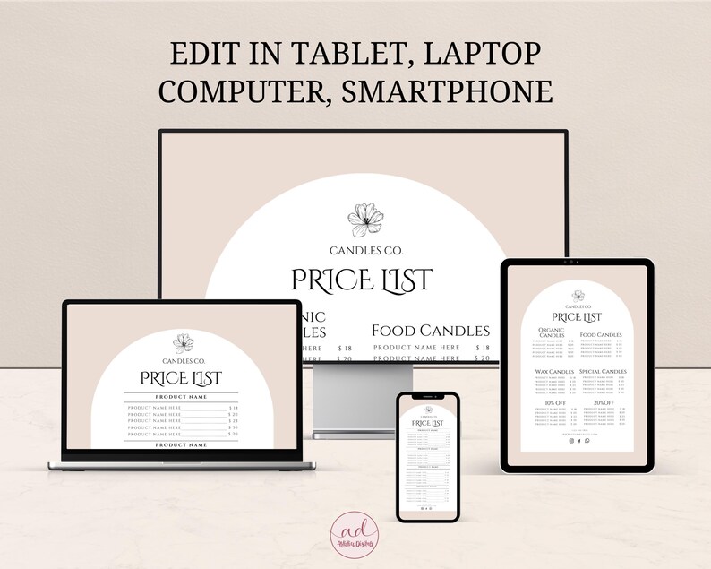 Editable Candle Price List Template, Candle Price List, Small Business ...