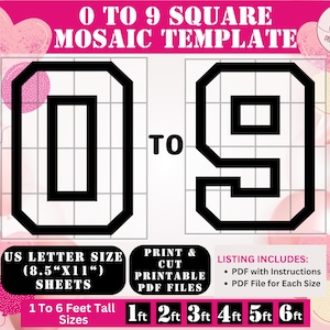 0 to 9 Marquee Numbers Mosaic Template, Large Numbers Cut Out Template, Mosaic Balloons Numbers, Printable Number Stencils, Fillable Numbers